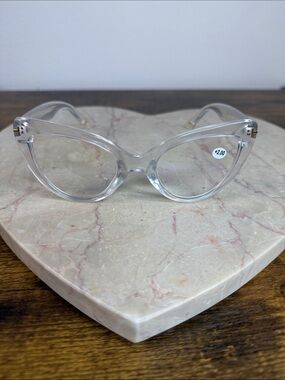 Clear Cat Eye Reading Glasses Rx +2.00